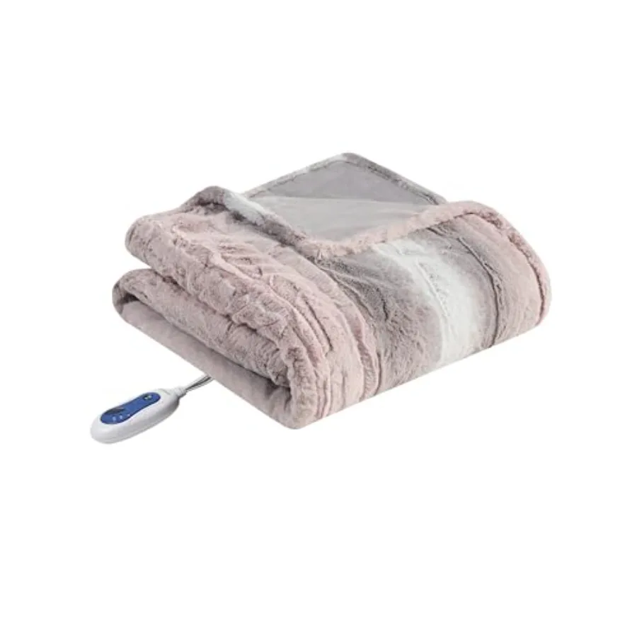 

Zuri Reversible Faux Fur to Mink Electric Blanket Auto Shut Off Virtually Zero EMF Multi Heat Setting UL Certified Machine Wash