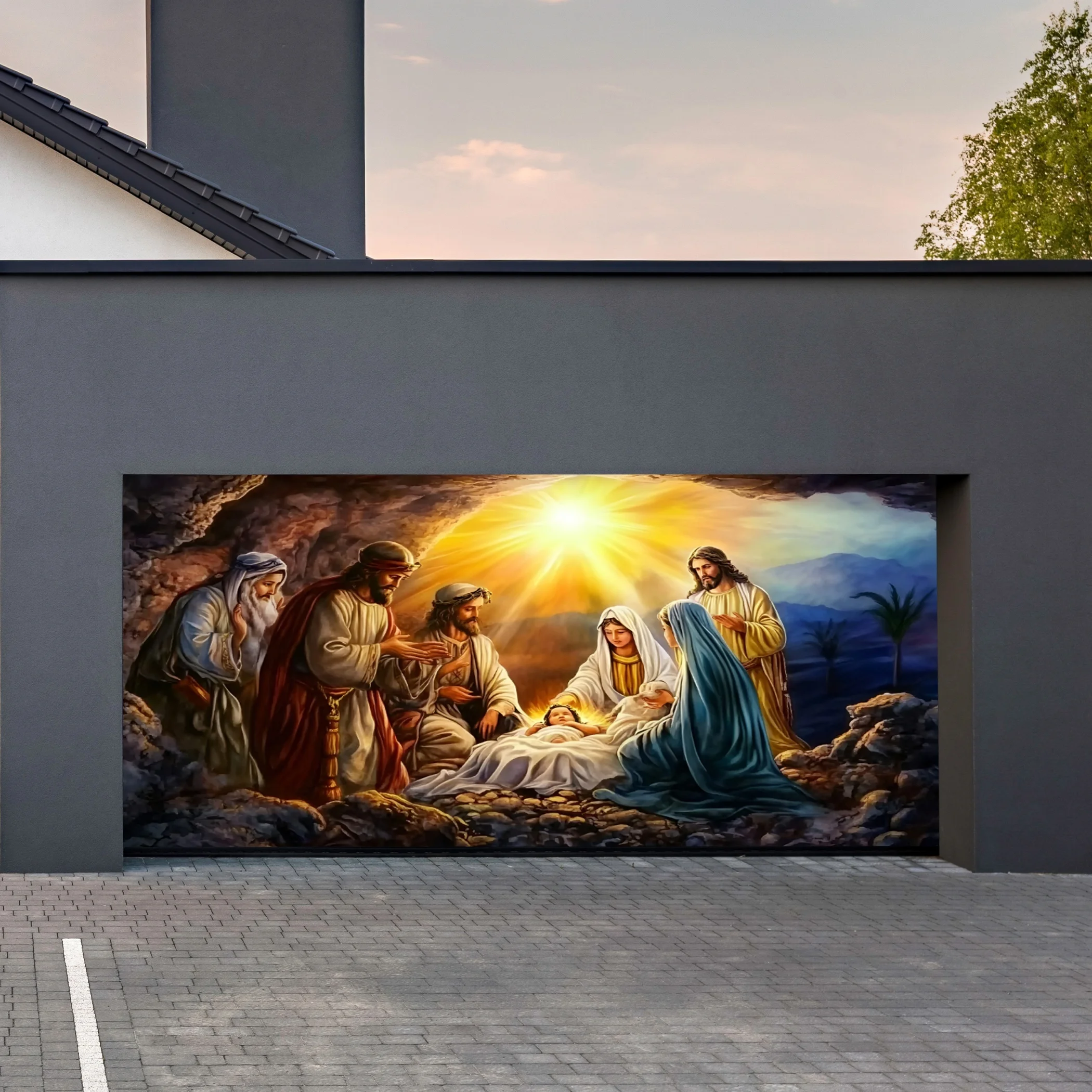 Stunning Nativity Scene Tapestry Wall Hanging Christian Art Jesus Birth of Mary and Joseph Festive Christmas Home