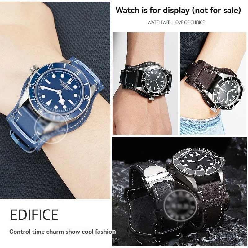 Винтажный кожаный ремешок для часов Tudor Black Bay, 20 мм, 22 мм, 1958/39 мм/41 мм/GMT/Pelagos |   Ремешок из натуральной воловьей кожи со складной пряжкой