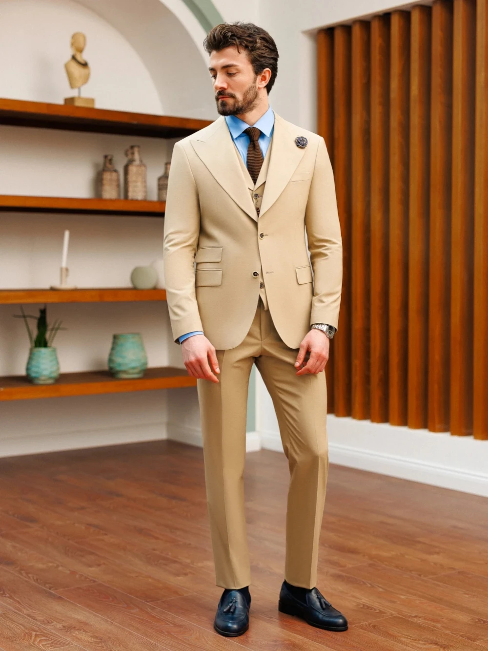 High Quality Stylish Men's Suits Blazer Vest Pants 3 Pieces Customized Classic Suit Set For Men Handsome Tuxedo Party Prom Wear