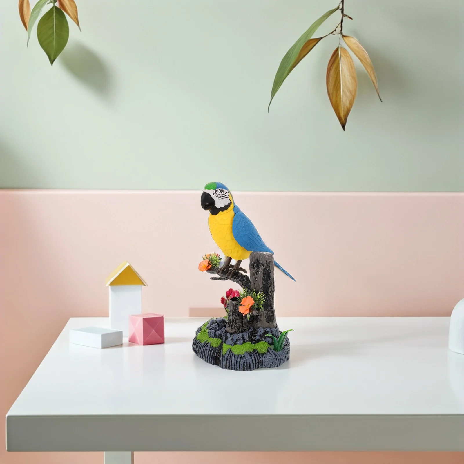 طائر آلي واقعي للأطفال والقطط مع مستشعر حركة وصوت زقزقة محاكي، طائر كهربائي محمول للديكور المنزلي وهدية عيد ميلاد