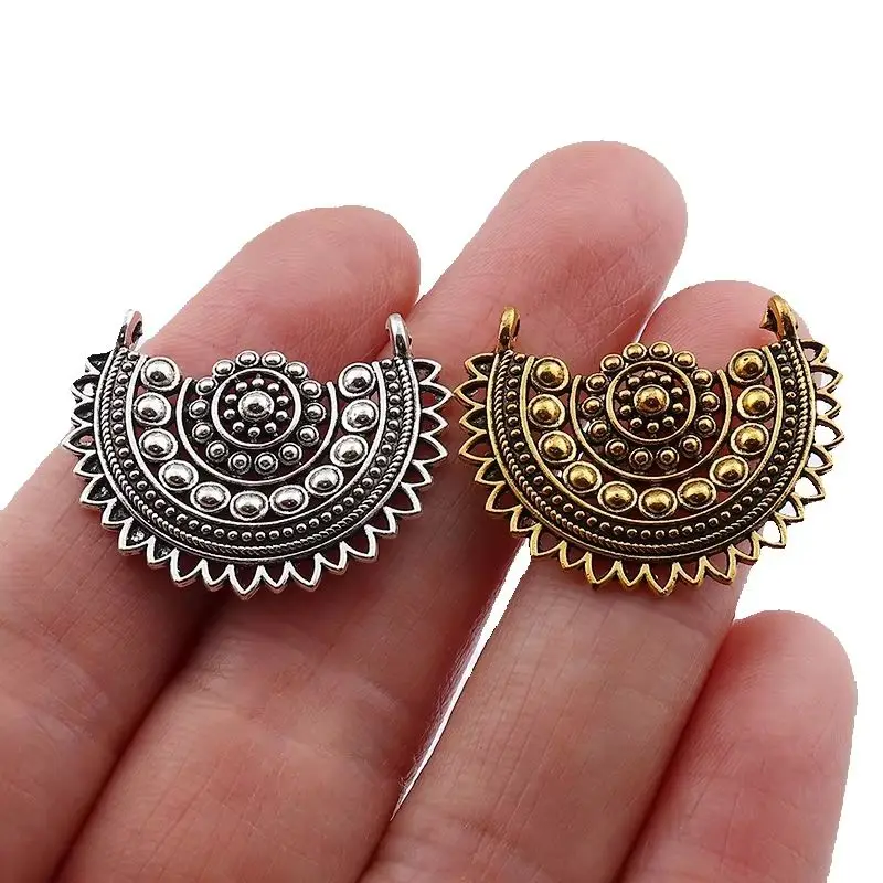30PCS Silver Dangle Vintage Ethnic Jewelry Earring Connector Charms Pendants For DIY Necklace Jewelry Making Findings