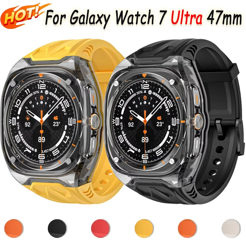 

TPU Case+Strap for Samsung Galaxy Watch Ultra 47mm Men silicone Replace bracelet Wristband Galaxy Watch Ultra Accessories correa