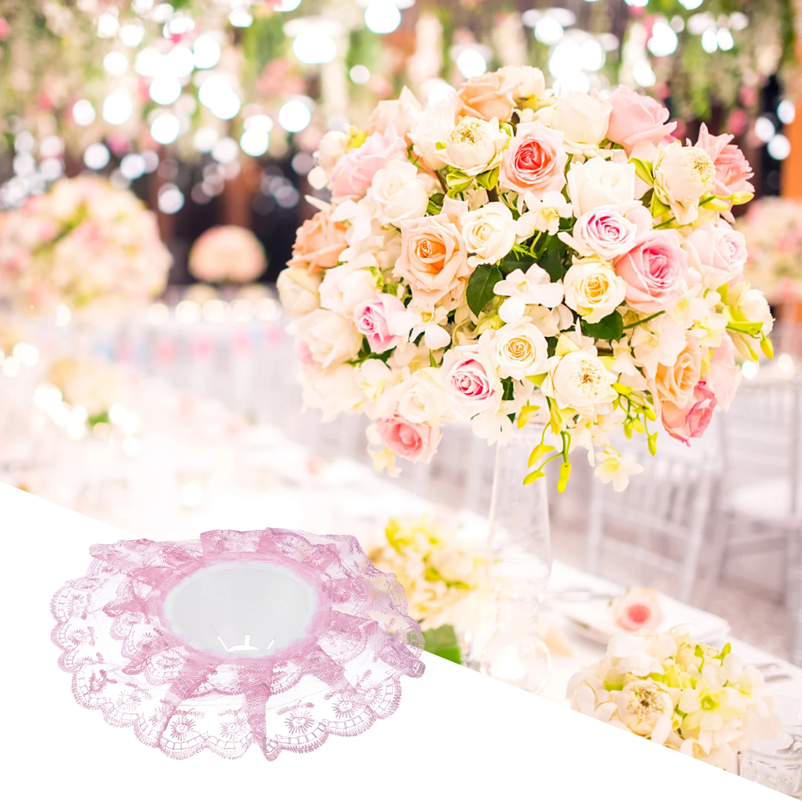 

3pcs Lace Lace Collar Decor Collar Elegant Wedding Supplies Bridal Rose Flower Accessories Holder Simulated Flowers