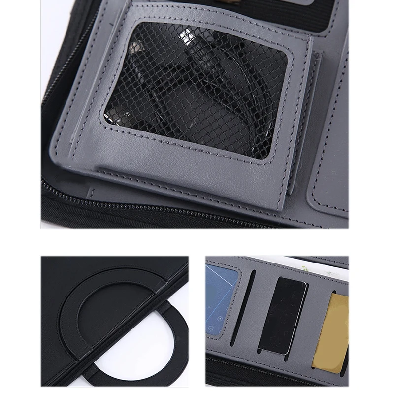 Portable Business Padfolio Portfolio Case Handle PU Leather Portfolio Folder for School Office Conference Notepad