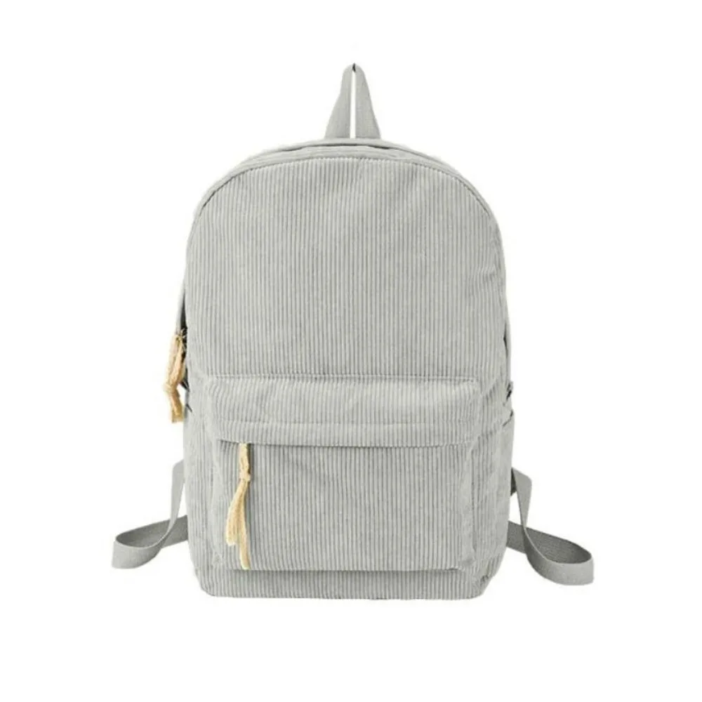 Lightweight Corduroy Backpack Harajuku Solid Color Students School Bag Adjustable Shoulder Straps Korean Style Students Daypack