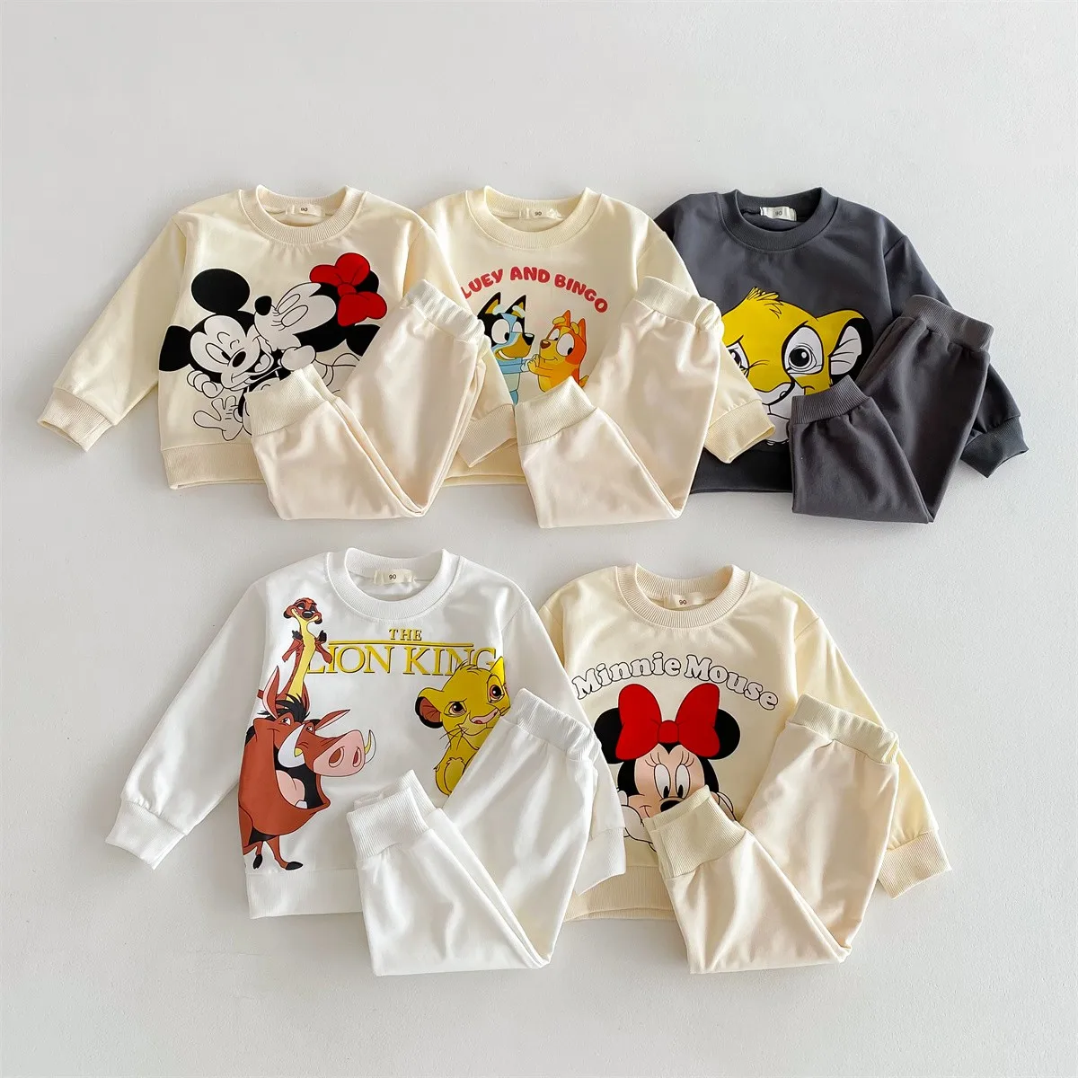 Baby Boys And Girls Cartoon Sweatshirt Outfits Spring Autumn Loose Fashion Children\'s Hoodies + Sweatpants 2pc/set Kids Clothes