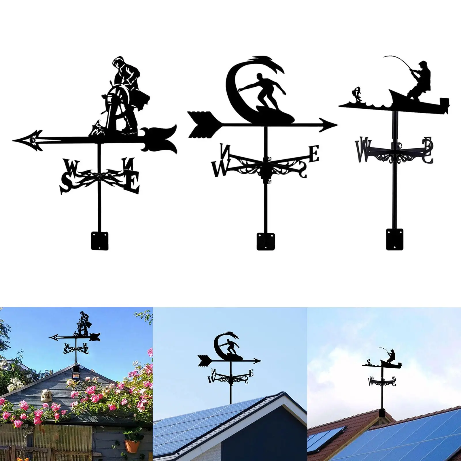 Metal Weathervane Retro Wind Direction Indicator for Farmhouse Terrace Farm view 6