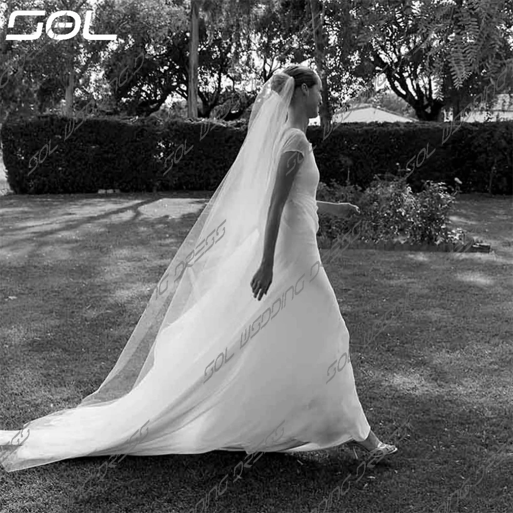 SOL Simple Two Pieces O Neck abiti da sposa in raso Sexy Spaghetti Straps Backless Mermaid abiti da sposa Vestidos De Novia