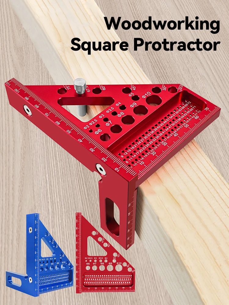 

Квадратный транспортир для деревообработки, линейка из алюминиевого сплава, угловая треугольная линейка, высокоточный макет, измерительный инструмент для инженера, плотника