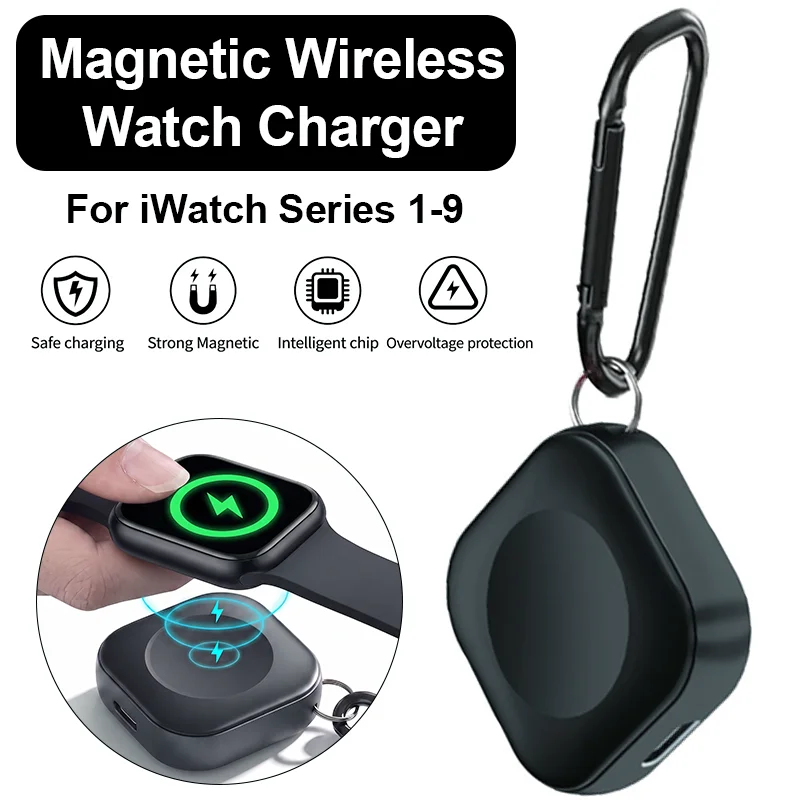 Portable For Apple Watch Magnetic Wireless Watch Charger Type C Two Interfaces Magnetic Fast Charger For iWatch 9 8 7 6 5 4 3 2