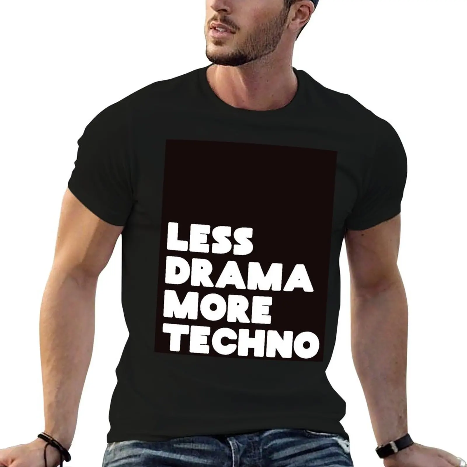 

Less drama more techno. Djs gift. T-Shirt man t shirt luxury t shirt man designer T-Shirt