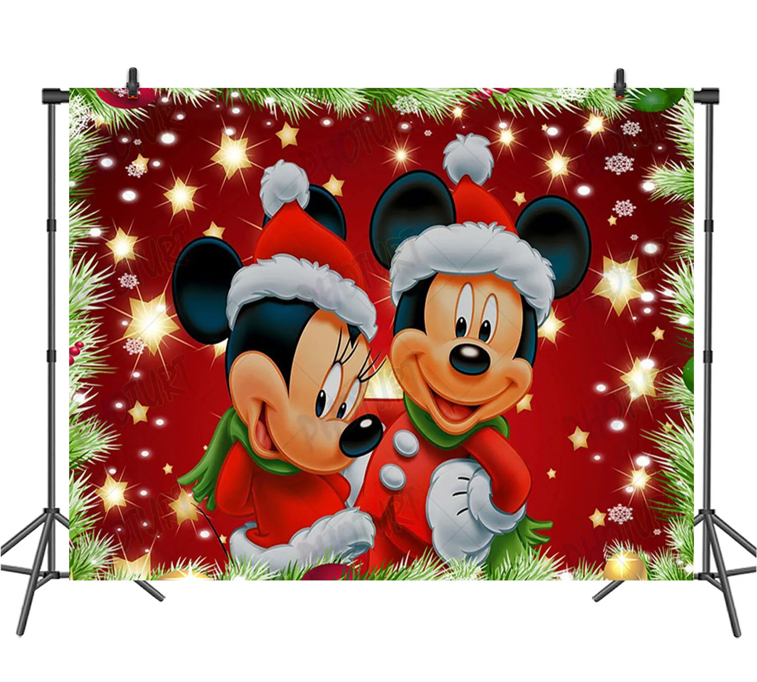 Disneyland Christmas Mickey Minnie Background Birthday Holiday Decor Photography Backdrop Disney Castle Polyester Vinyl Props