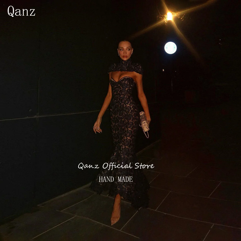 

Qanz Chic Lace Prom Dresses Mermaid With Jacket Backless Sweetheart Vestidos De Fiesta Elegantes 2026 Evening Dress Customized