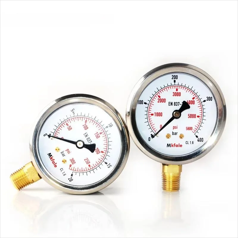 Mkfale Hydraulic High Pressure Oil Gauge SM1SP63L 63mm 2.5inch 1/4 NPT Liquid Manometer Instruments Stainless Steel Gauge