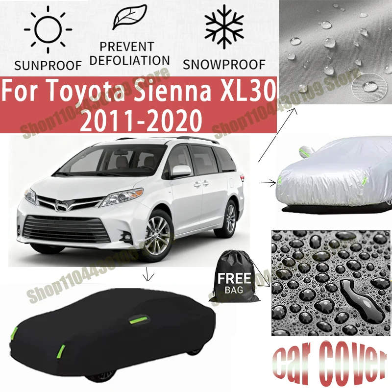 

For Toyota Sienna XL30 2011-2020 Car Cover Waterproof UV Protection All Weather Dustproof Snow Rain Cover 190T Polyester
