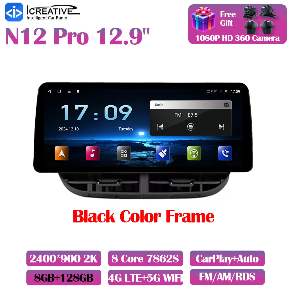 Android 13 Autoradio Voor Fiat 500 2007-2014 Carplay Auto Multimedia Stereo 360 Camera Navigatie GPS Intelligente 5G Video speler