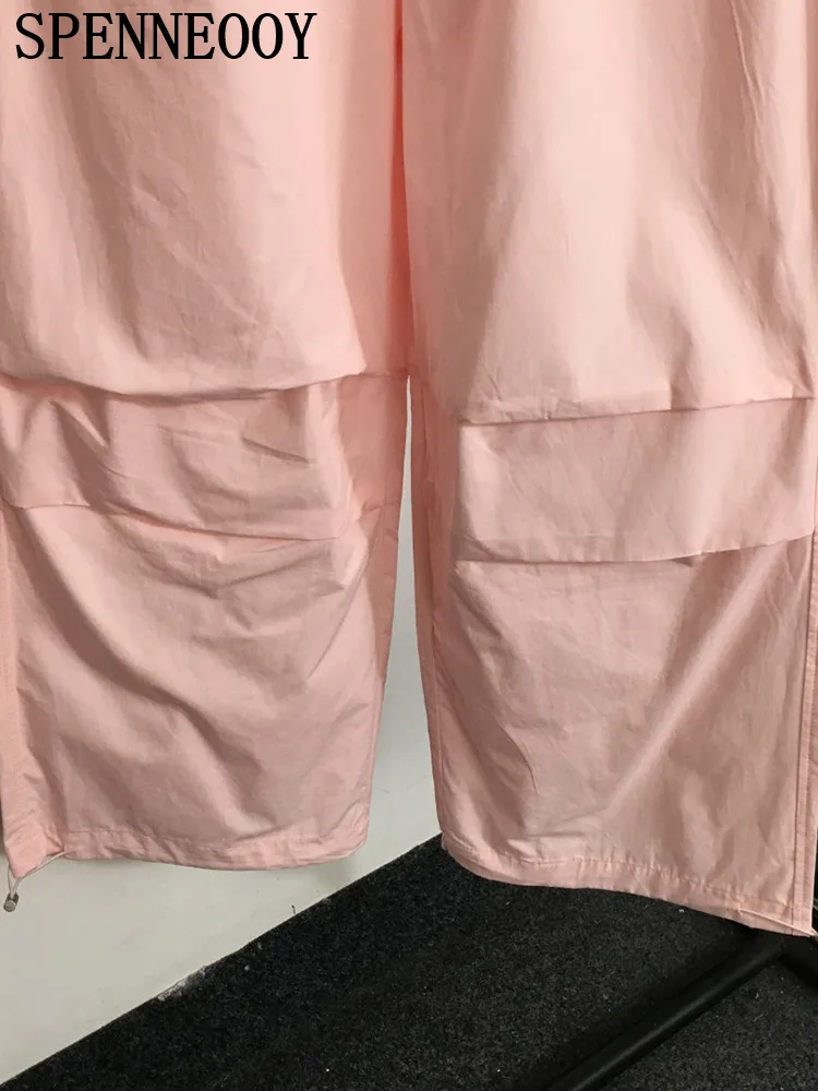 Éventuelles ENNEwing Y-Pantalon Décontracté à Jambes Larges pour Femme, Couleur Unie, Cordon de Serrage, Taille Droite, Mode Printemps Été