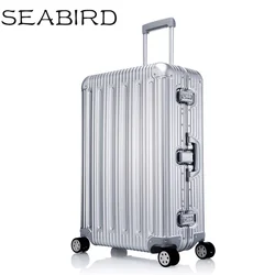 SEABIRD-Valise à coque rigide sans fermeture éclair en aluminium, roues tournantes à verrouillage TSA, valises légères en alliage métallique