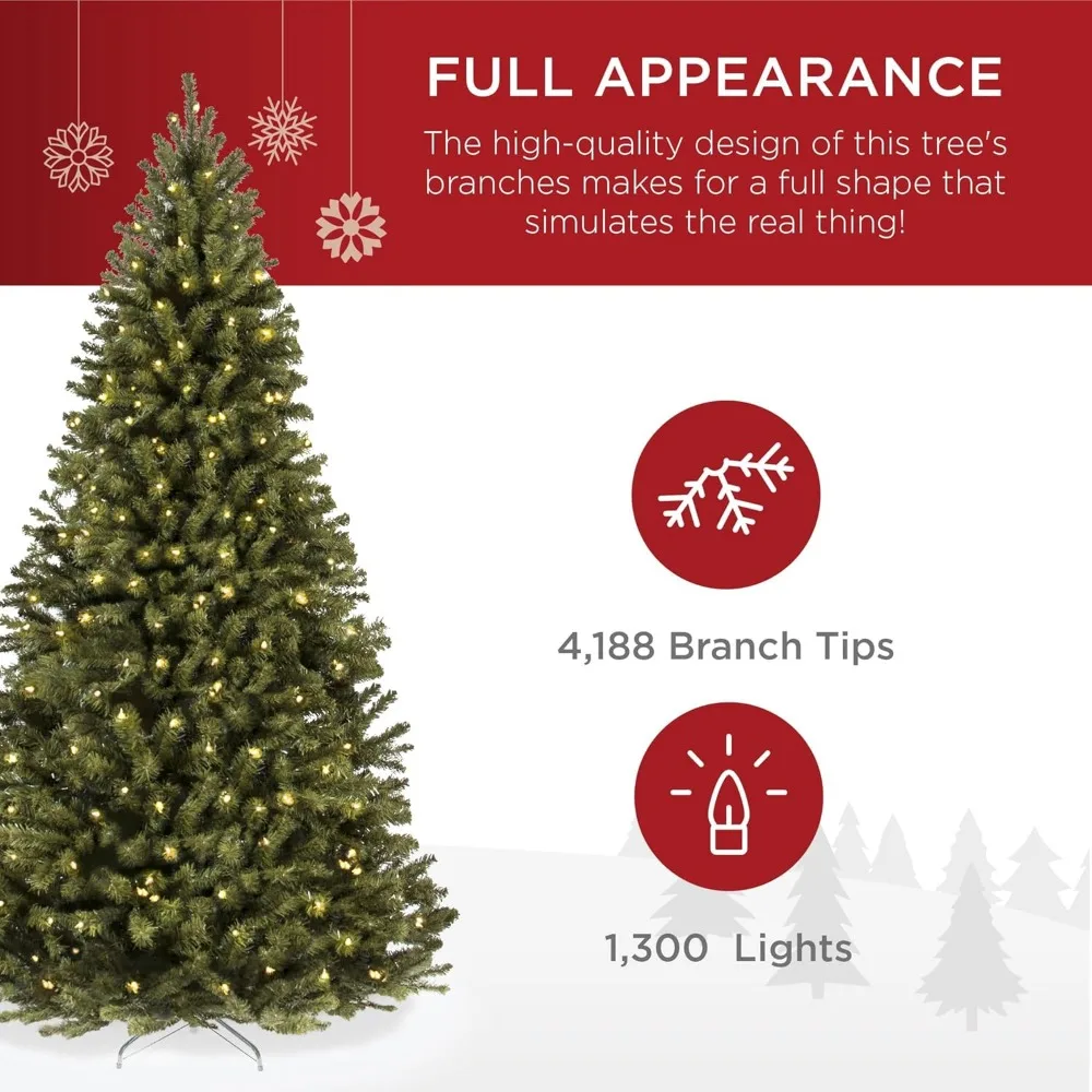 12 Foot Pre Installed Spruce Artificial Holiday Christmas Tree with 1300 Incandescent Bulbs and 4188 Branch Tips