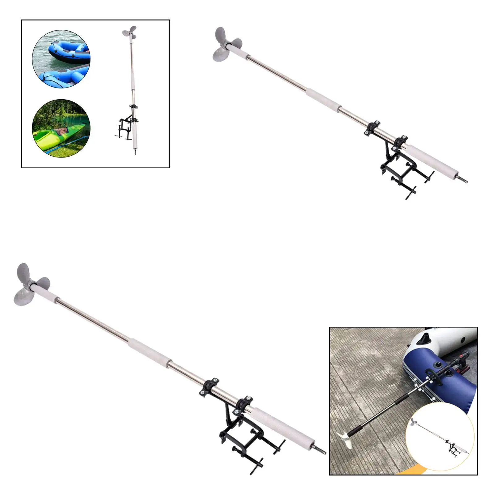 

Manual Propeller Power Drill Bracket Metal Handheld Thruster for Kayak Canoe Inflatable Boat