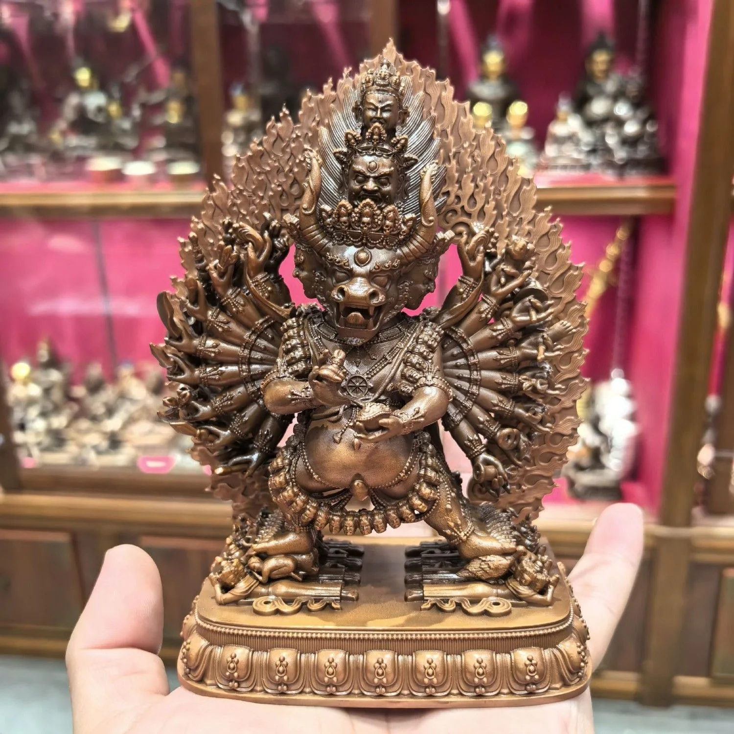 TOP handmde copper Buddha statue Tibet copper carving Mighty Power Vajrabhairava Yamantaka Buddhist lama monk worship altar