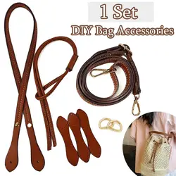 1Set DIY Handmade Drawstring Bucket Shoulder Bag Straps Replacement PU Leather Rope Handbag Handles Woven Backpack Beam Pocket