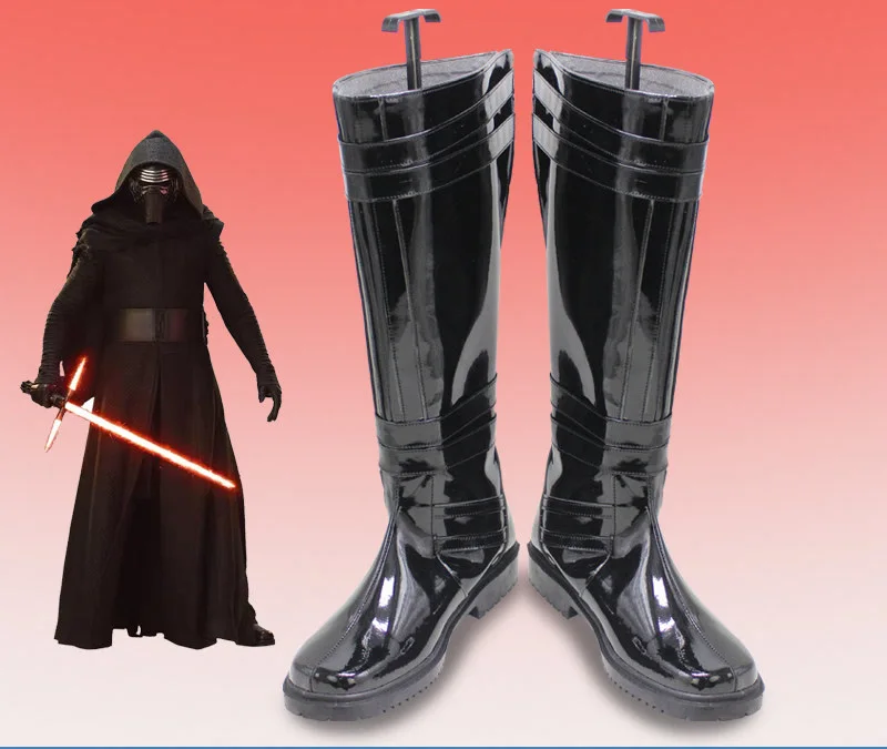 

Черные ботинки для косплея Кило Рена, обувь для мальчиков, реквизит для маскировки на Хэллоуин, карнавал, вечеринку, для взрослых мужчин