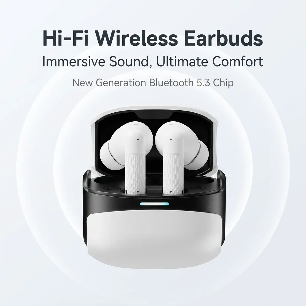 Kabellose Bluetooth-Kopfhörer 5.3 TWS mit Geräuschunterdrückung, Touch-Steuerung, Sport-Musik-Ohrhörer, In-Ear-Kompakt-Headset