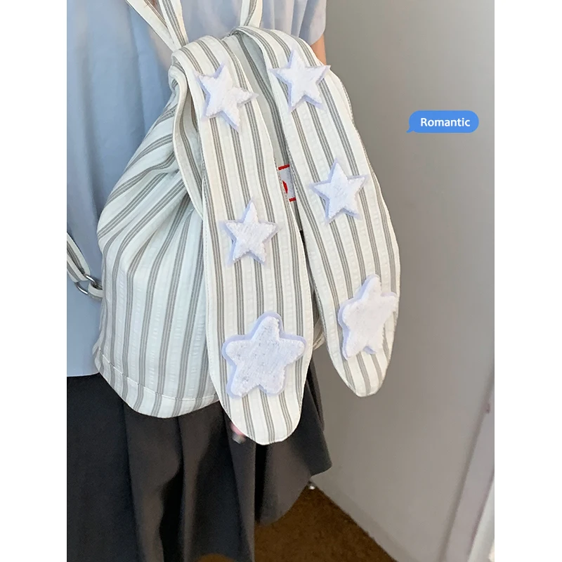 

Женская сумка с милыми кроличьими ушками, холщовая женская сумка 20225, новая модная полосатая студенческая сумка Preston Commuter Sle, двойная сумка