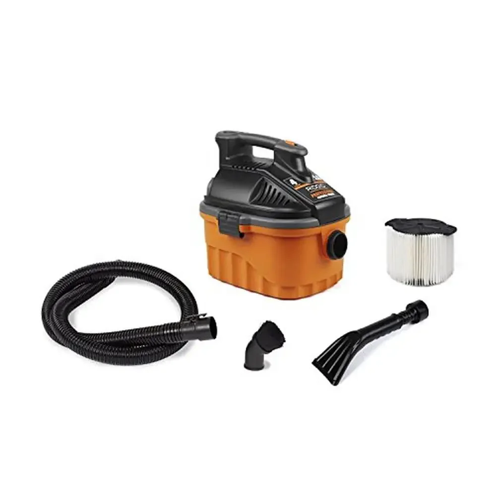 Powerful Portable Wet Dry Vacuum Cleaner with 5.0 Peak Horsepower and 4-Gallon Capacity Includes 20-Foot Cord and 7-Foot Hose