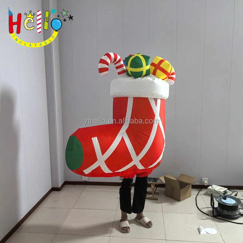 

Giant Inflatable Christmas Sock Costume with Gifts Red Inflatable Stocking Balloon Costume