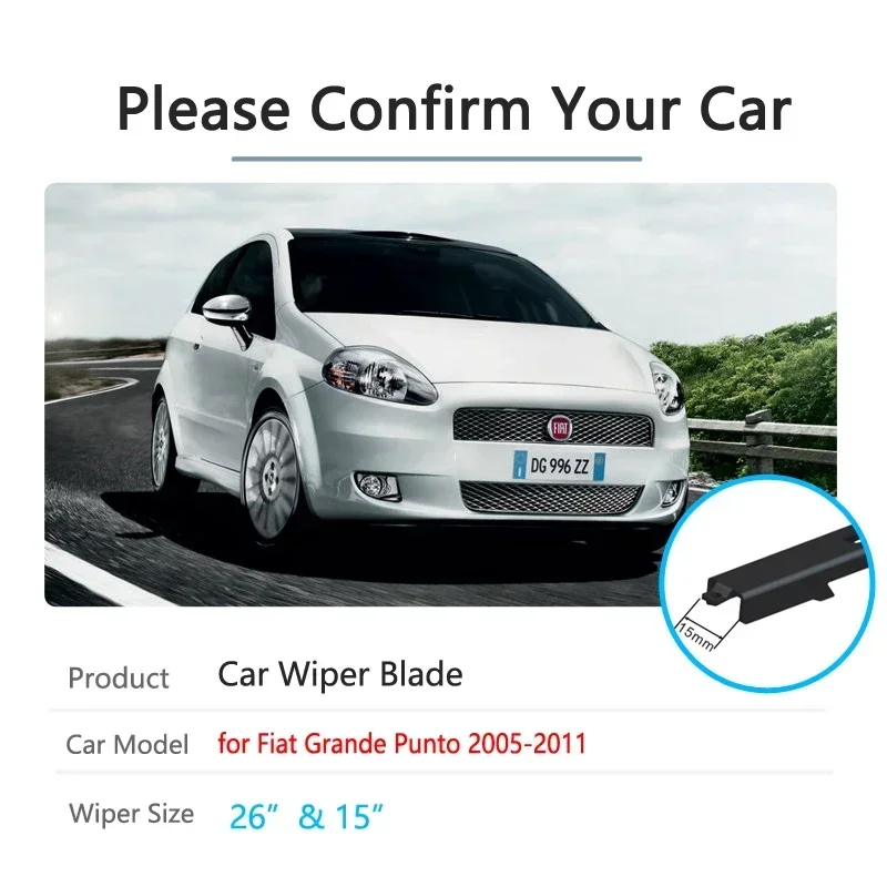 Limpiaparabrisas delantero para coche, escobillas para Fiat Grande Punto 2005, 2006, 2007, 2008, 2009, 2010, 2011, accesorios