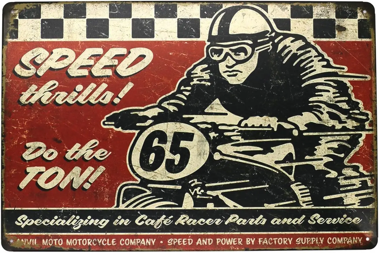1p Speed Motorradrennen Metall-Blechschild, Vintage-Kunstposter, Plakette für Garage und Heimwanddekoration - Aluminium
