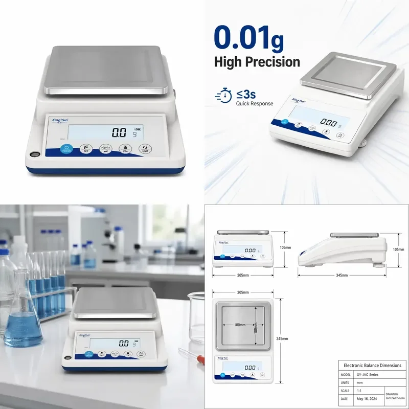 0.01g Precision Laboratory Balance 5000g High Precision Digital Scale Dual Power Supply Electronic Scale Heavy Metal Material