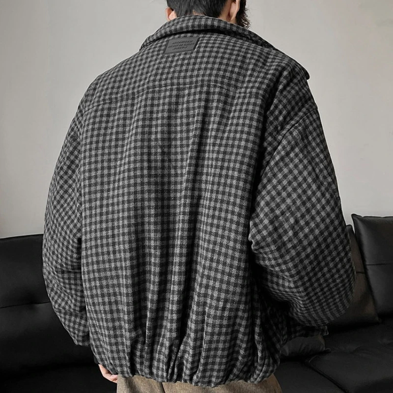 سترة قطنية سميكة منقوشة عتيقة للرجال - أسود (M-2XL) |   معطف قصير أمريكي على طراز المال القديم