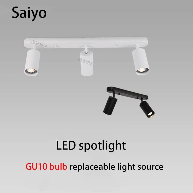 Replaceable Bulb GU10 Led Spotlight 2 3 Heads Surface Mounted Spot Light Living Room Home Decoration Downlight COB Lamp 110V 220