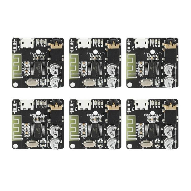 6Pcs VHM-314 V.20 Bluetooth Audio Receiver Board Bluetooth 5.0 Mp3 Lossless Decoder Board With Lithium Battery Charging