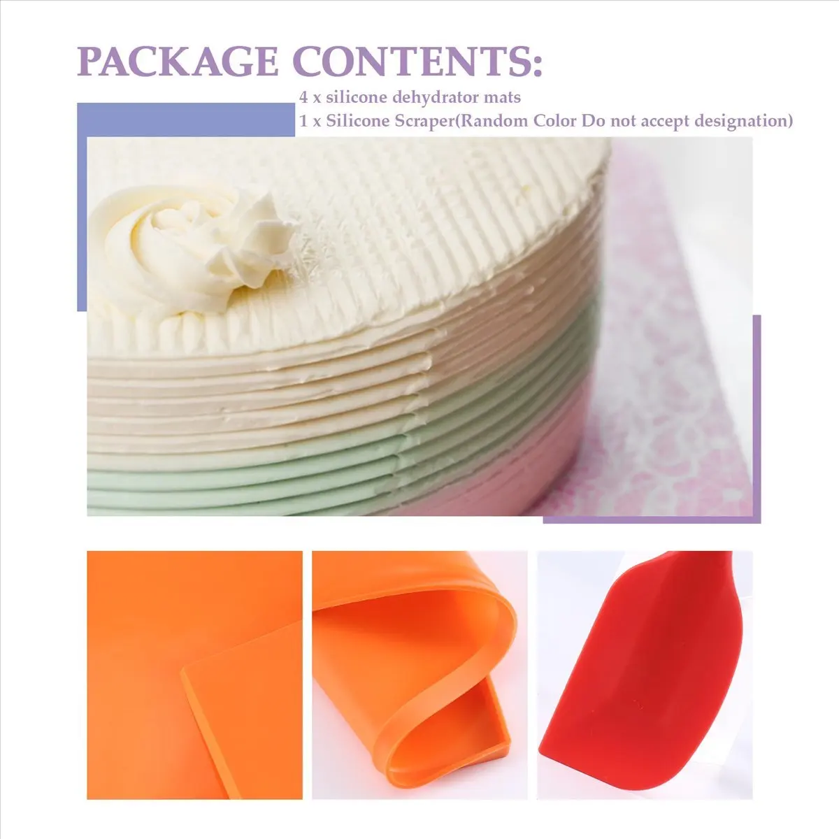 A75K 4PCS Silicone Dehydrator Sheets Dehydrator Mats with Edge for Fruit Leather Liquid Fruits Meat Herbs with Scraper