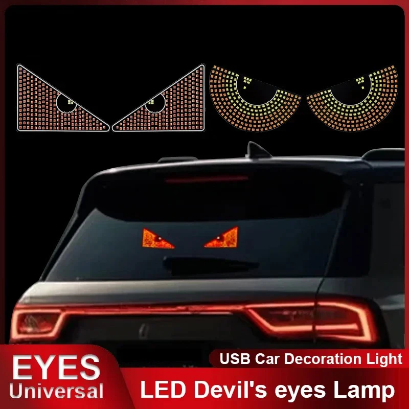 

Светодиодный светильник Devil's Eyes, предупреждающие стробоскопы, сигнальные огни автомобиля, матричная панель, USB-разъем, украшения для лобового стекла автомобиля