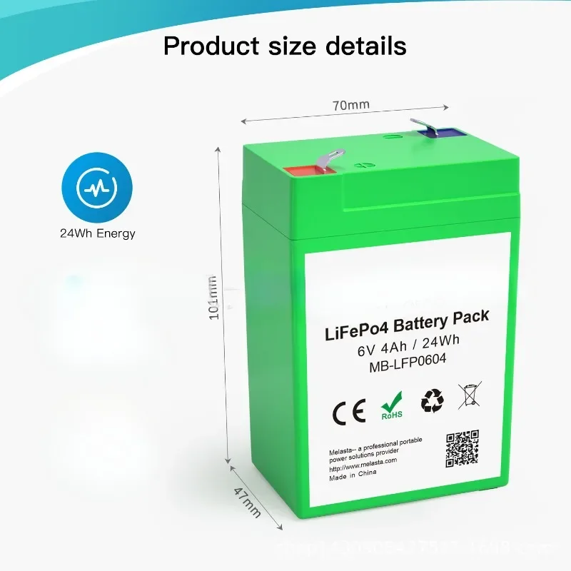 6 فولت 4Ah قابلة للشحن ليثيوم فوسفات الحديد LiFePO4 بطارية حزمة 2000 دورة مصدر طاقة محمول للتخييم في الهواء الطلق