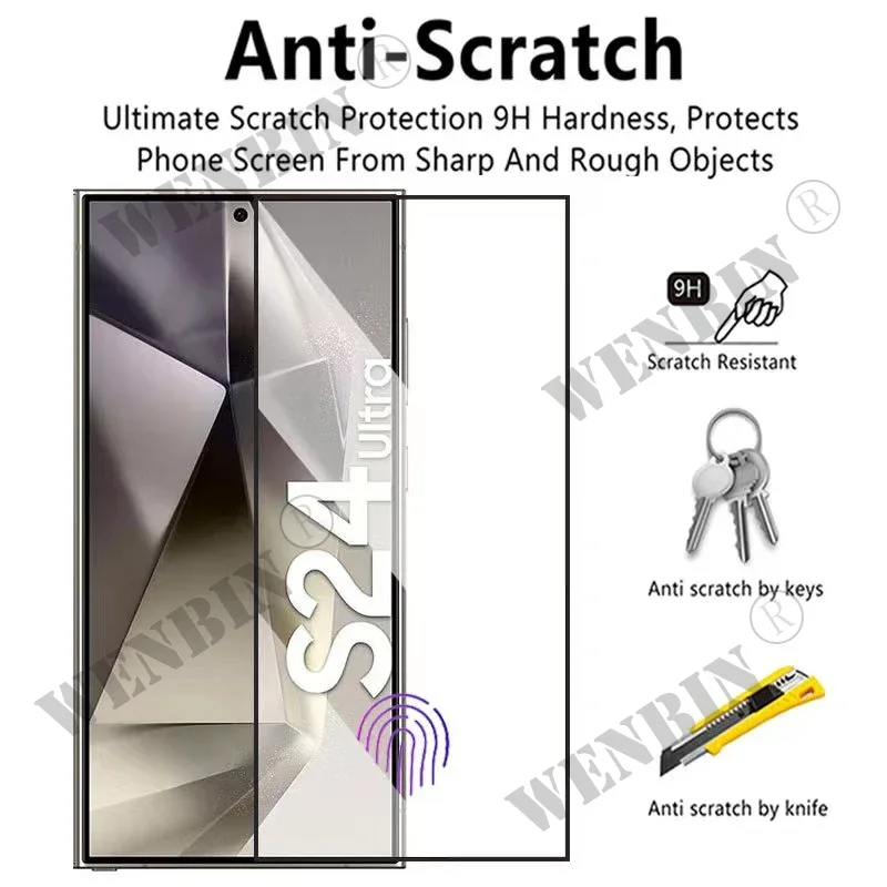 4 in 1 For Samsung S24 Ultra Plus S23 S22 S21 FE A54 A15 A14 A25 A34 9HD Screen Protector Full Protective Glass+lens protector