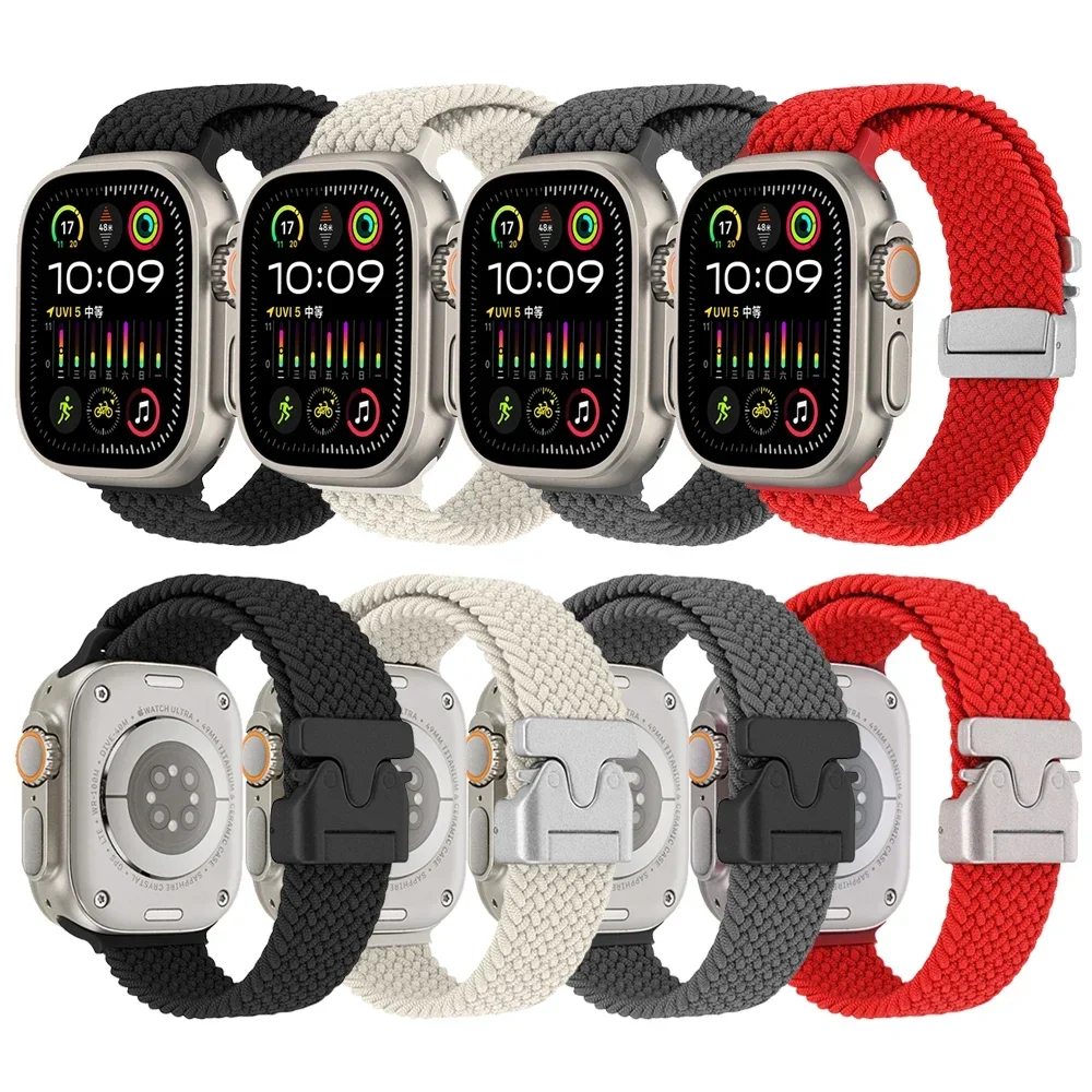 المظلة مشبك حزام النايلون لساعة أبل الترا 2 الفرقة 38-40-41 مللي متر 42-44-45 49 مللي متر كوريا سوار IWatch سلسلة 10 9 8 7 6 5 SE