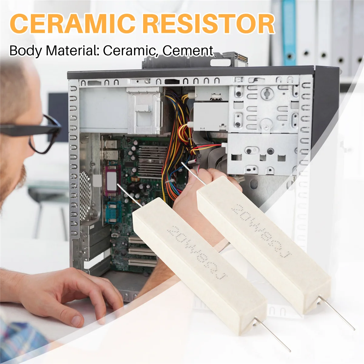 AT77 2개 권선 세라믹 시멘트 저항기 8옴 20W 5%
