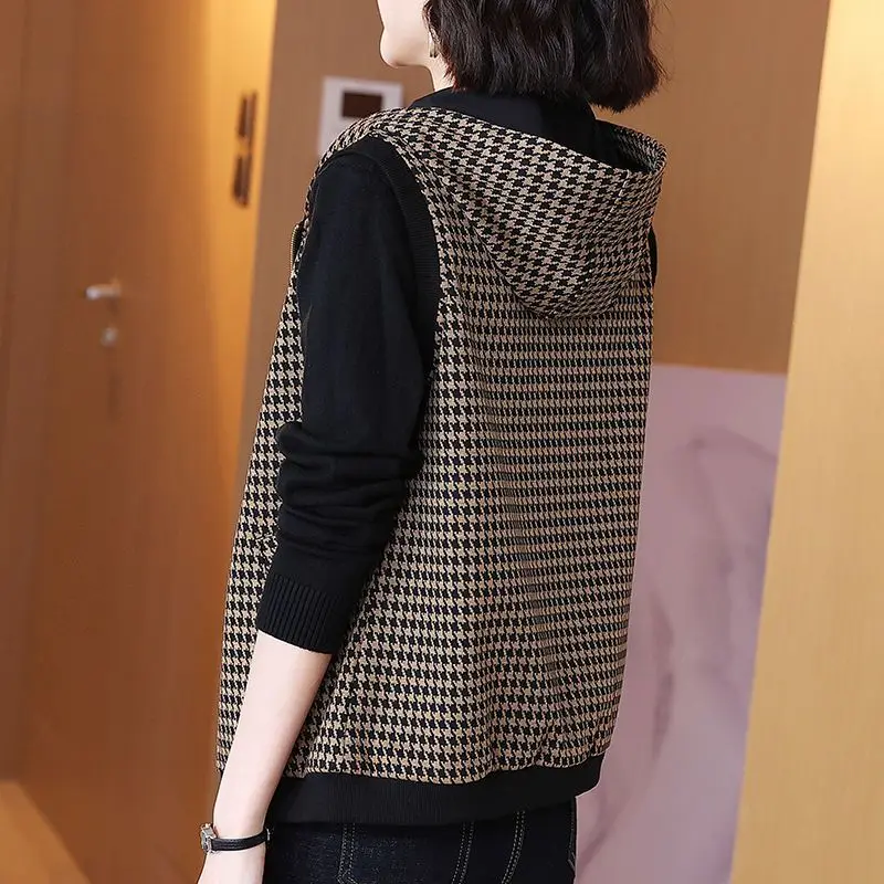 Women's Spring Autumn Plaid Vest Outerwear 2025 New Sle Mom's Faionable Oversize Versatile Cheered Jaet Top