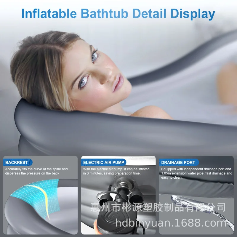 حوض استحمام حصري قابل للنفخ وقابل للطي عبر الحدود، حوض تدليك قابل للمقعد للبالغين #2