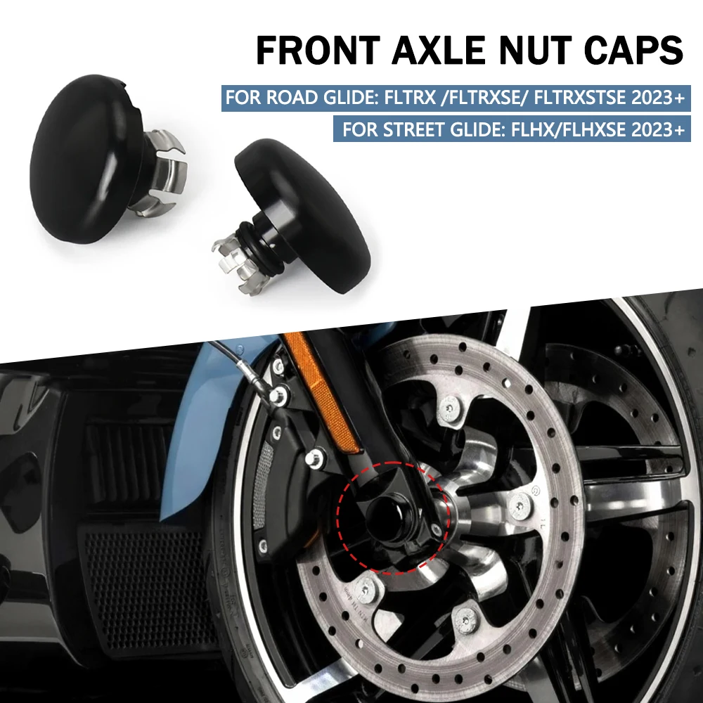 

Motorcycle Wheel Hub Bolt Caps For Touring Street Road Glide CVO FLHX FLTRX FLTRXSE FLHXSE Ultra FLHXU 2023- Front Axle Nut Caps