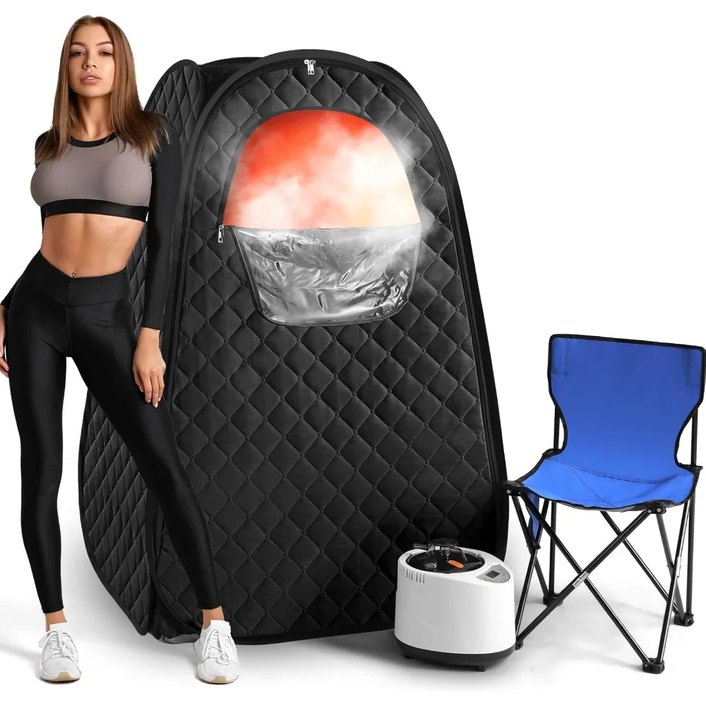 Sauna para una sola persona, sauna de vapor portátil de cuerpo completo para spa doméstico, tienda de sauna con vaporizador 2,6 L 1000 W generador de vapor, 90 minutos