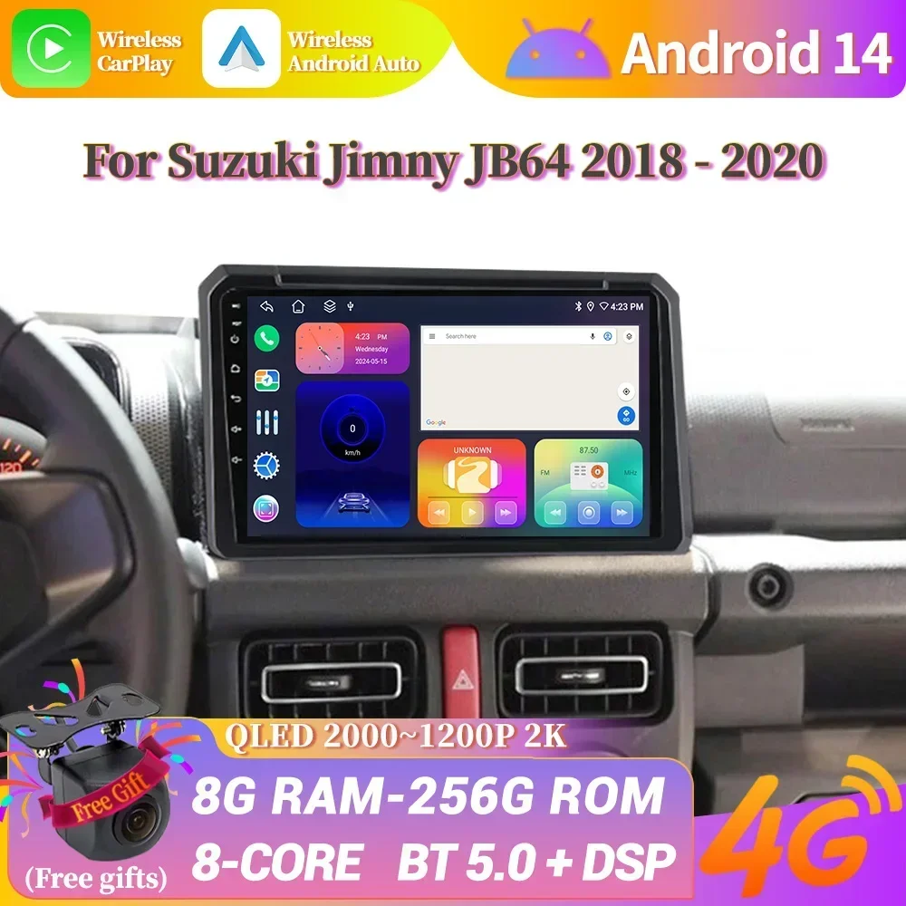 Android 14 For Suzuki Jimny JB64 2018-2020 Car Radio Multimedia 4G GPS Navigation Wireless Carplay Bluetooth Stereo Touch Screen