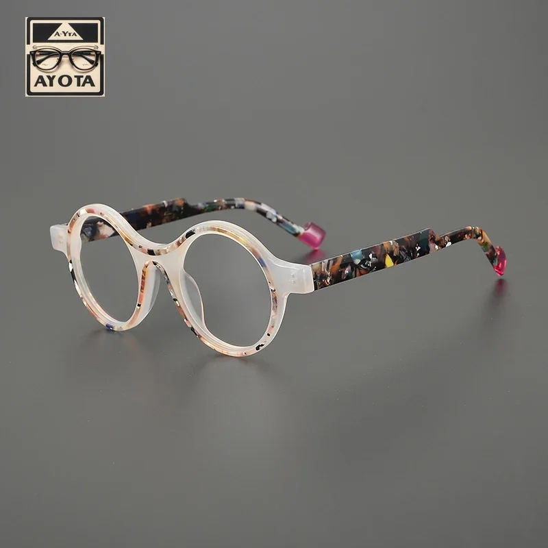 Ultralight Round Glasses Frame Women's Personality Color Match Acetate Retro Large Frame Myopic Reading Prescription Glasses Men